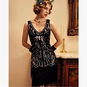 Babeyond Sequin Fringe Dress Size Large